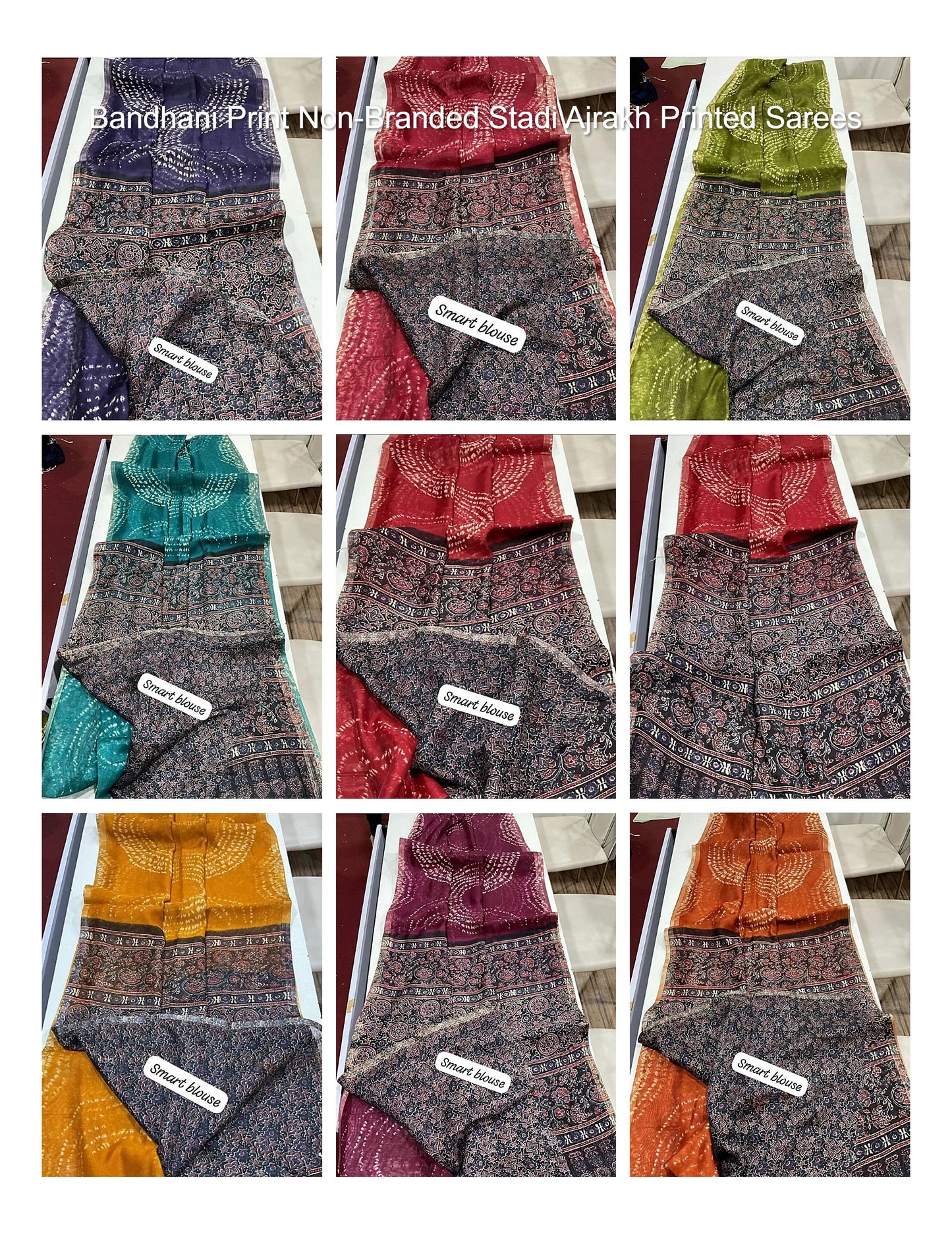 Bandhani Print Non-Branded Stadi Ajrakh Printed Sarees