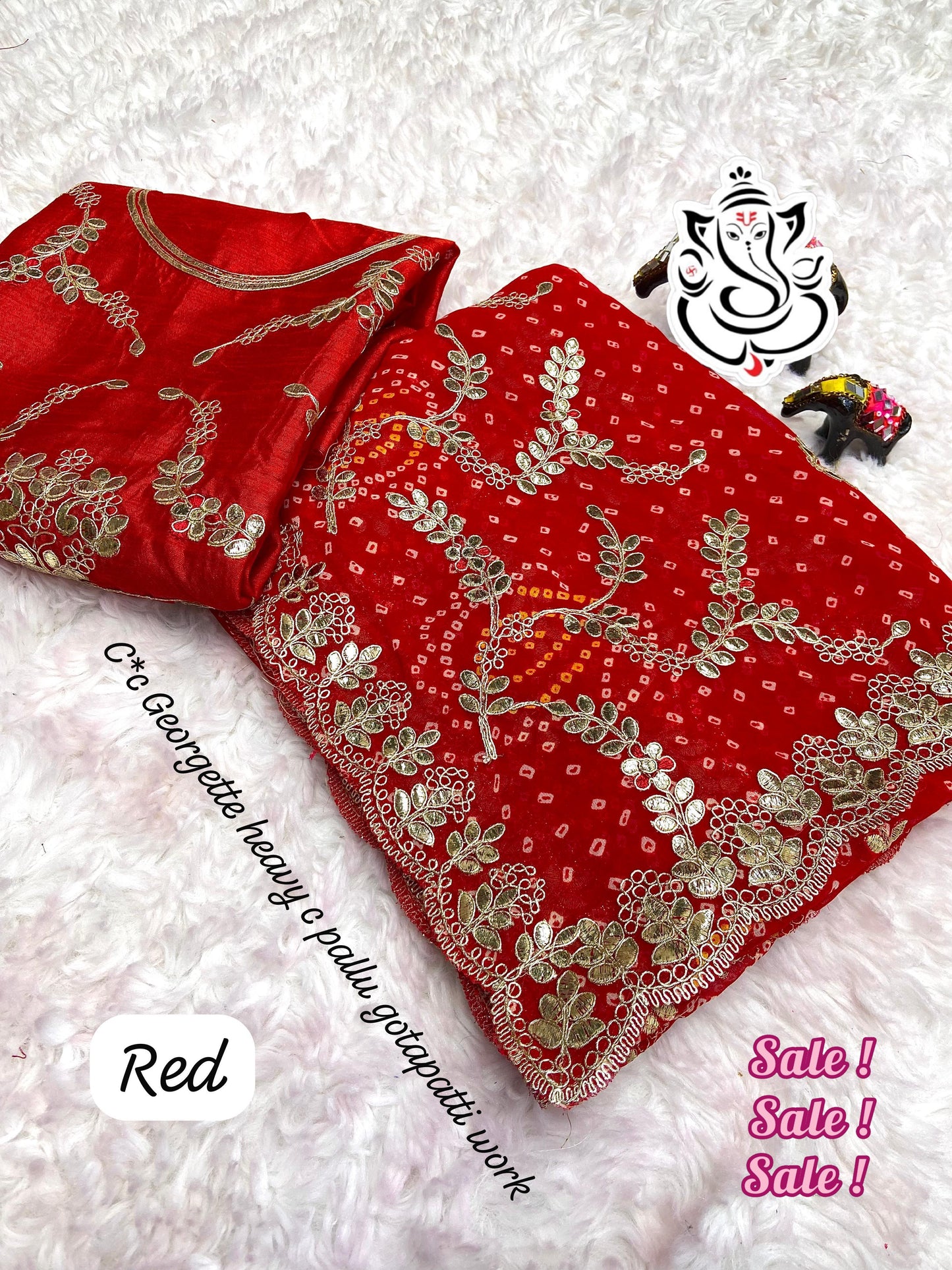 Bandhej Georgette Stmsb Cut Work Border Sarees