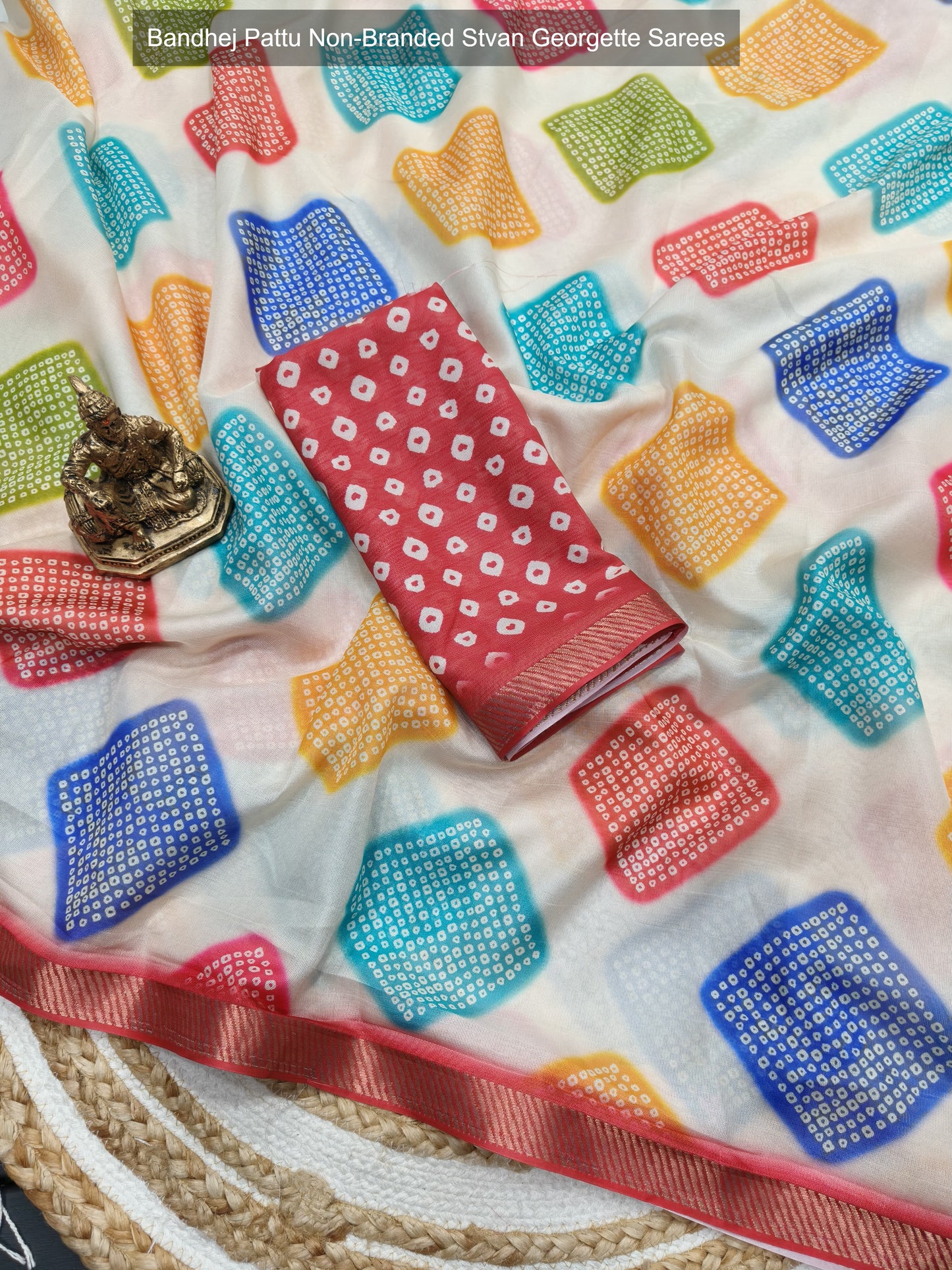 Bandhej Pattu Non-Branded Stvan Georgette Sarees