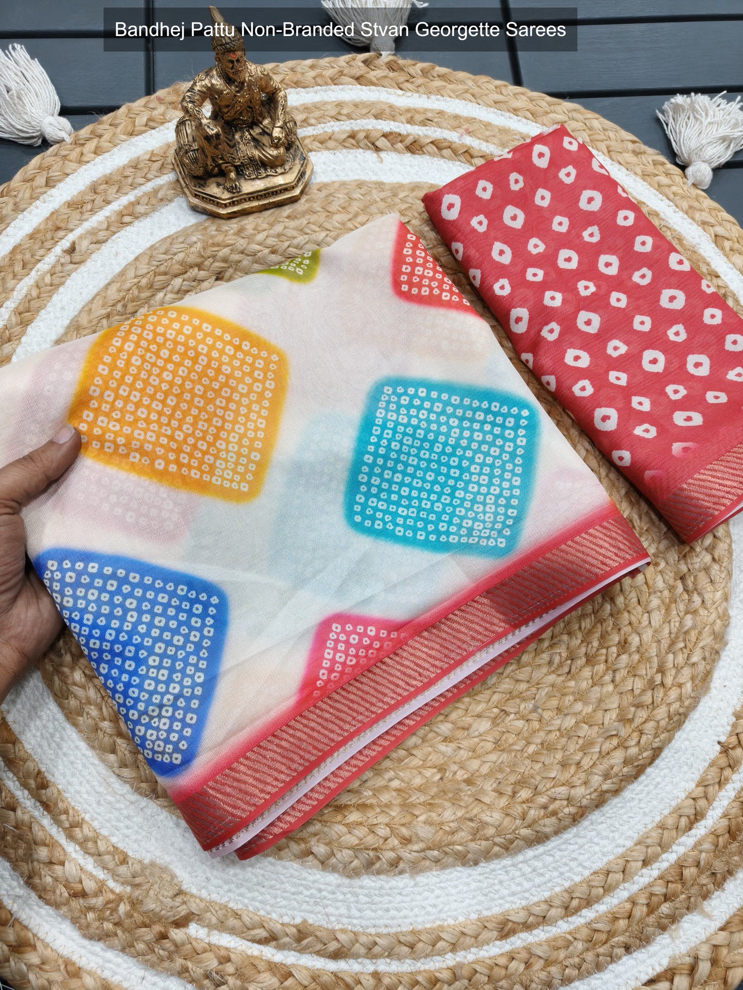 Bandhej Pattu Non-Branded Stvan Georgette Sarees