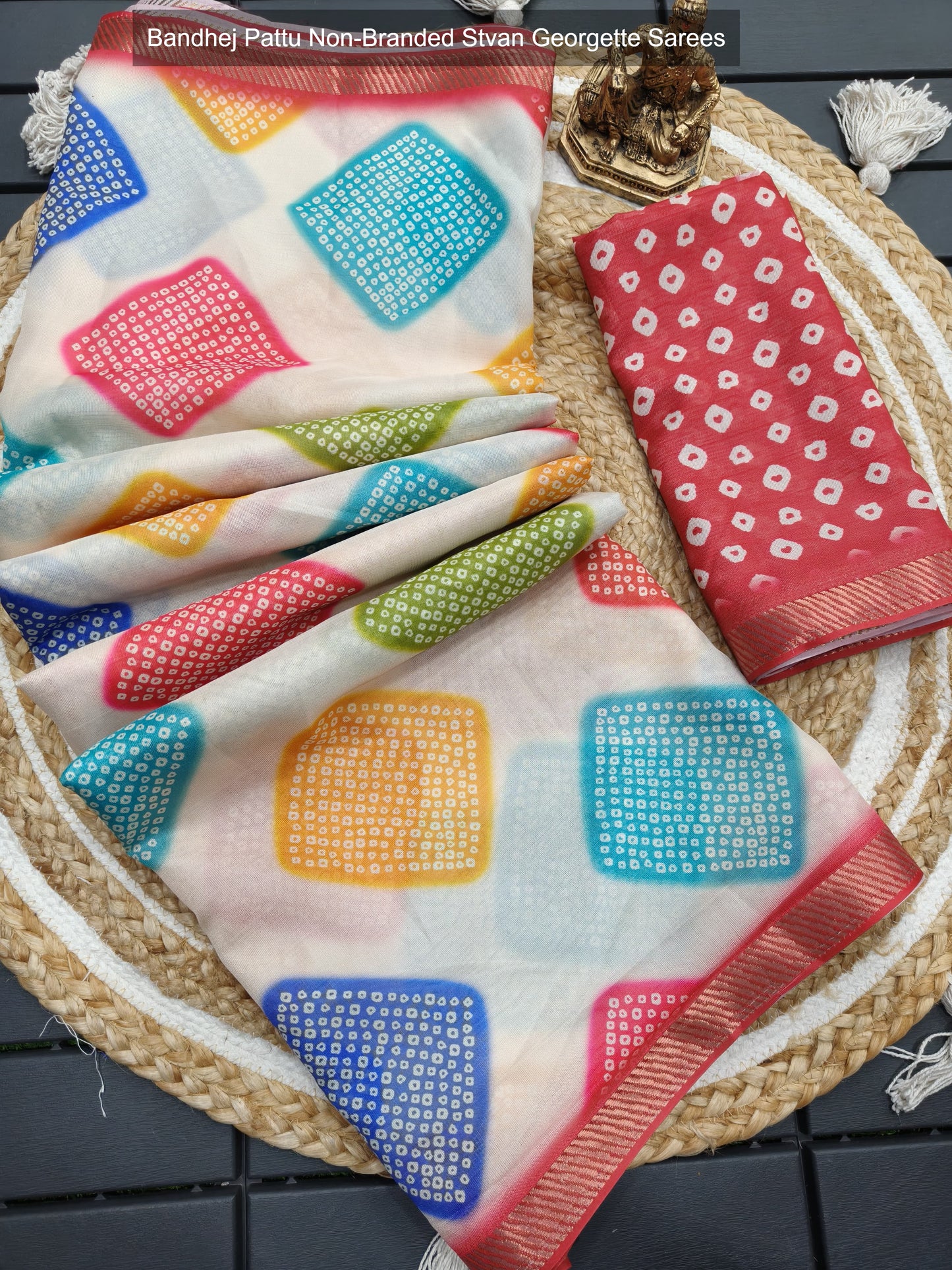 Bandhej Pattu Non-Branded Stvan Georgette Sarees