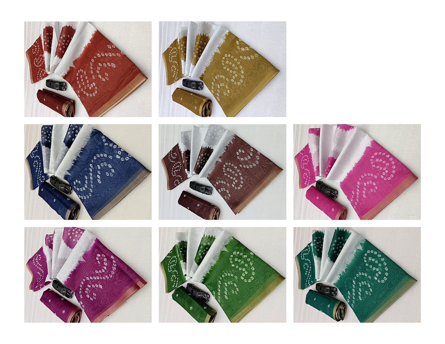 Bandhej Print Non-Branded Stvar Slub Cotton Sarees