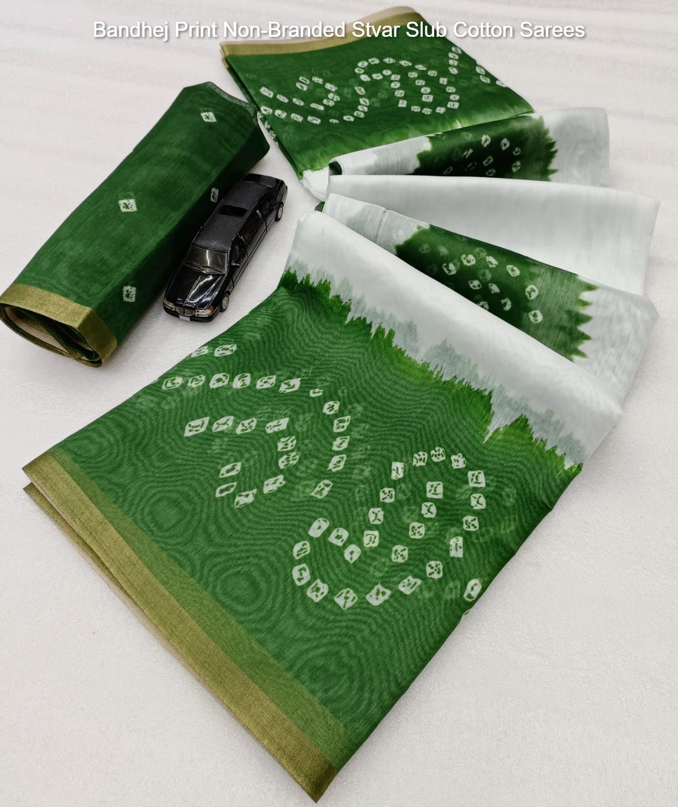 Bandhej Print Non-Branded Stvar Slub Cotton Sarees