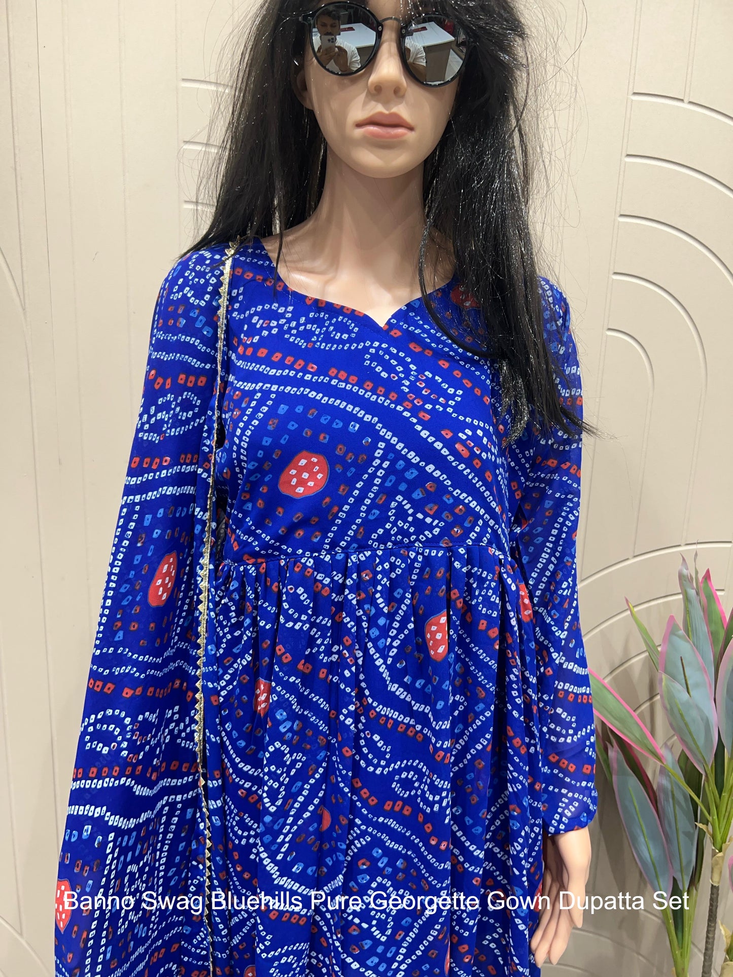 Banno Swag Bluehills Pure Georgette Gown Dupatta Set