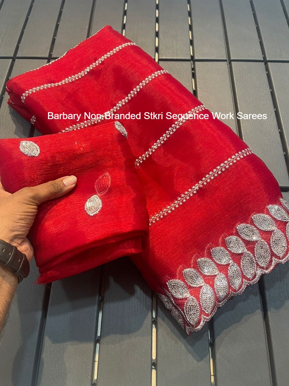 Barbary Non-Branded Stkri Sequence Work Sarees