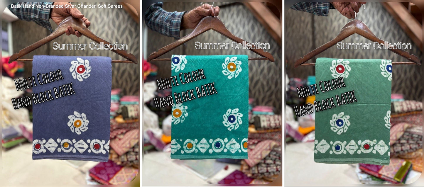 Batik Hand Non-Branded Stvar Chanderi Soft Sarees