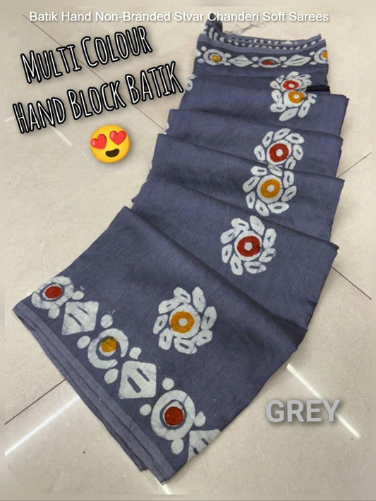 Batik Hand Non-Branded Stvar Chanderi Soft Sarees