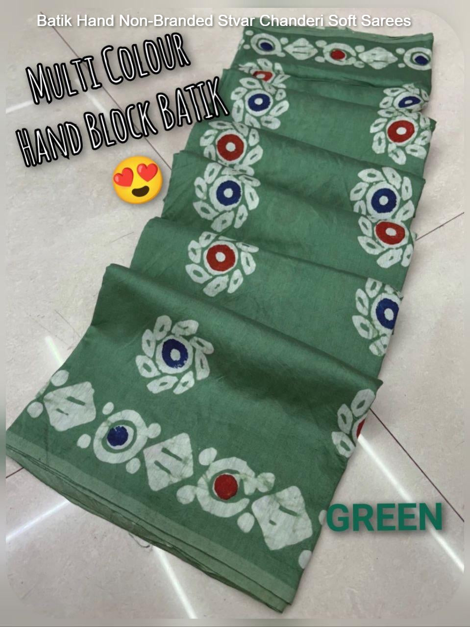 Batik Hand Non-Branded Stvar Chanderi Soft Sarees
