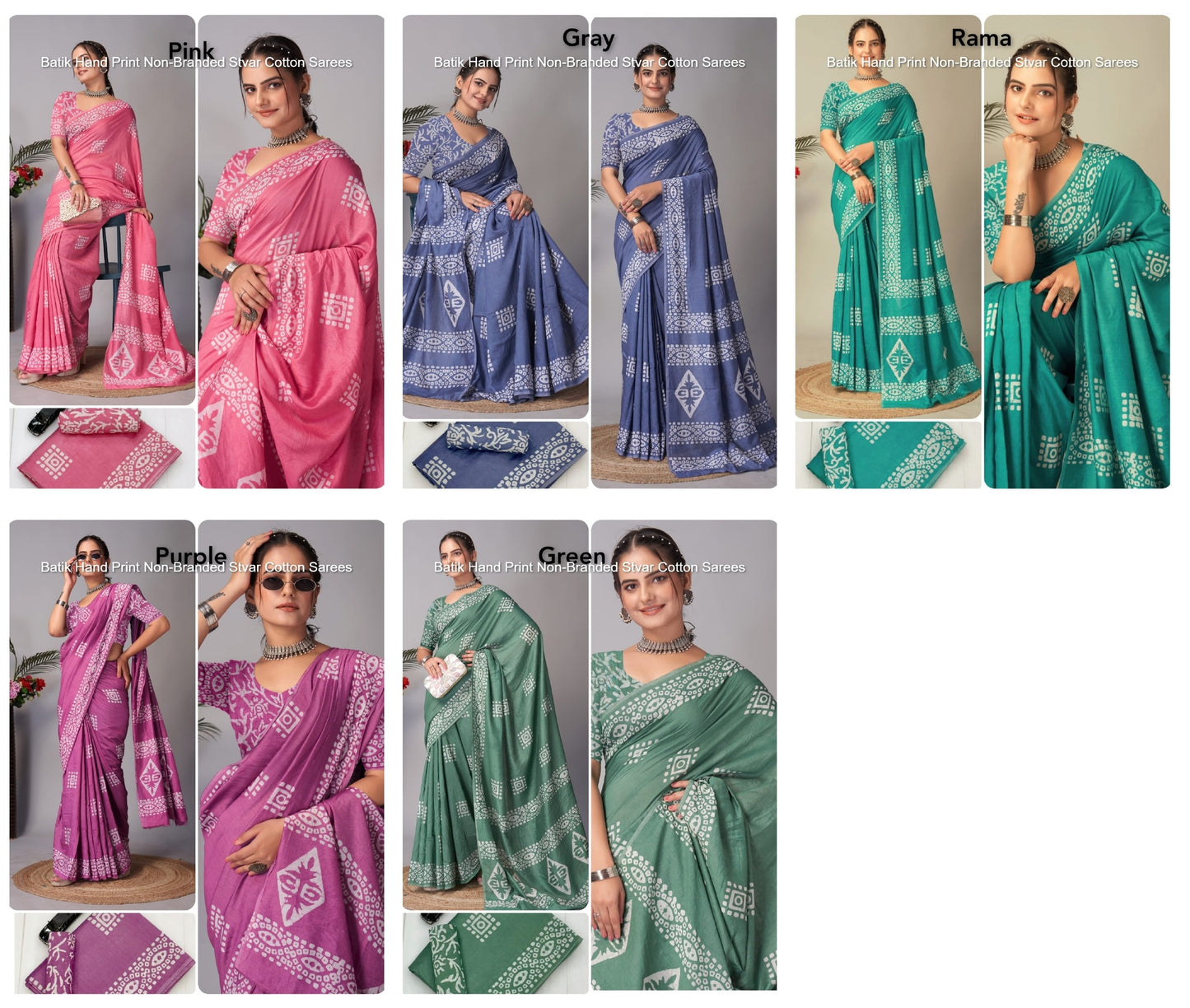 Batik Hand Print Non-Branded Stvar Cotton Sarees