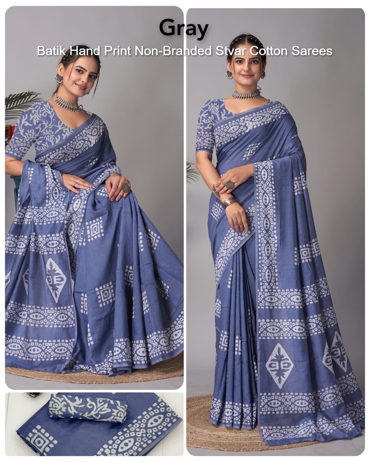 Batik Hand Print Non-Branded Stvar Cotton Sarees