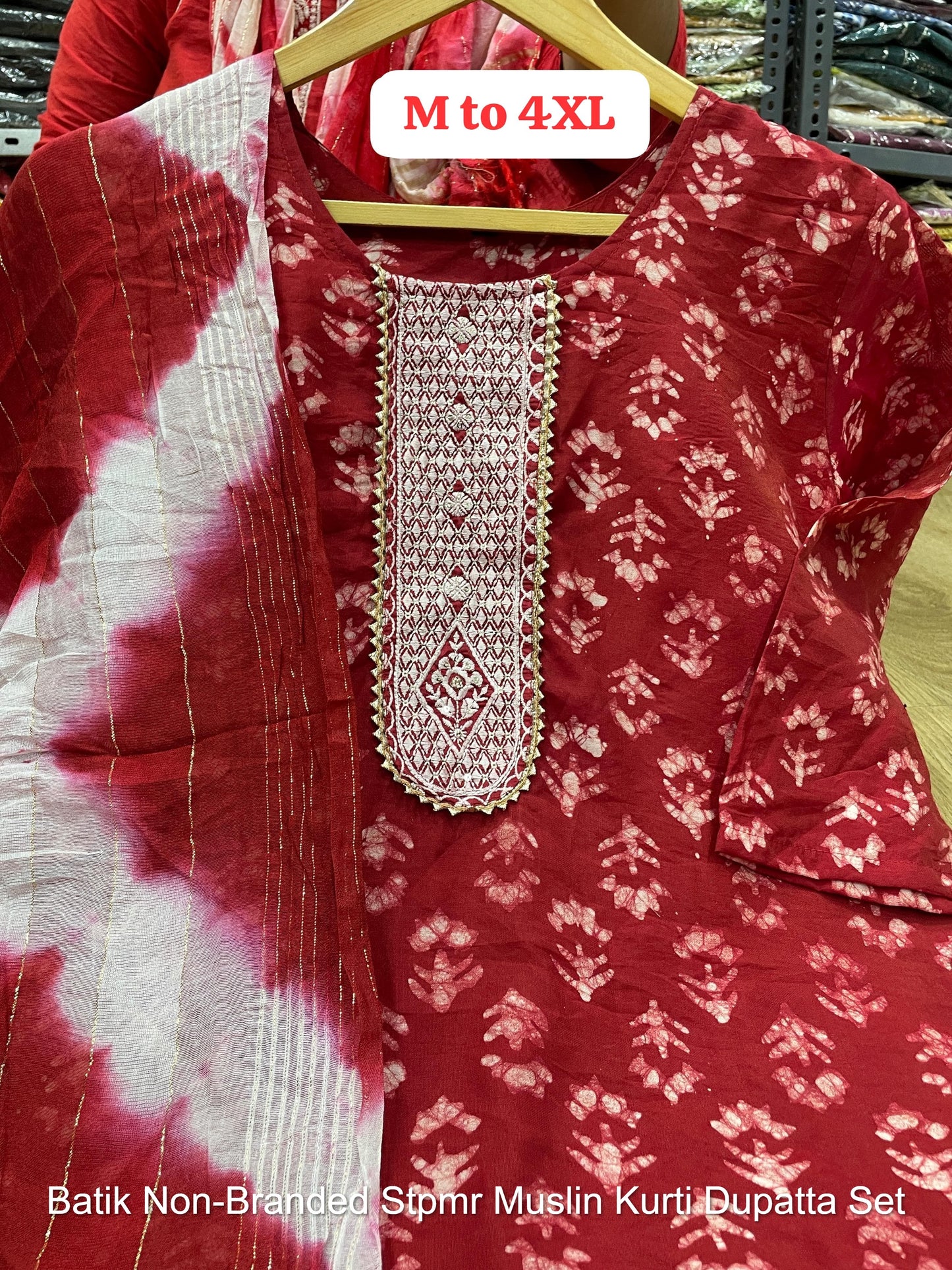 Batik Non-Branded Stpmr Muslin Kurti Dupatta Set