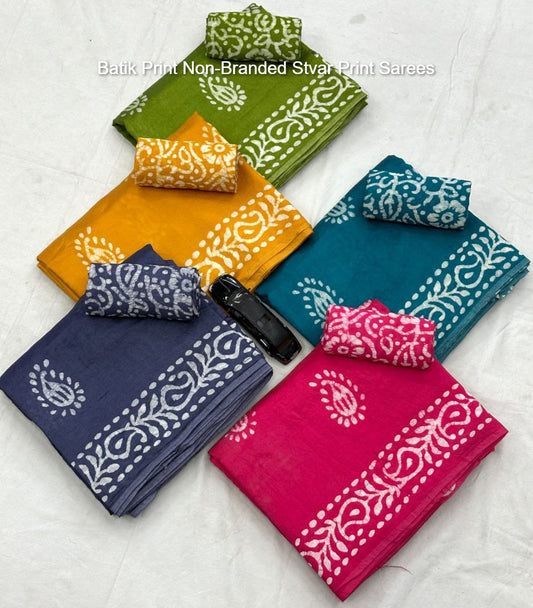 Batik Print Non-Branded Stvar Print Sarees