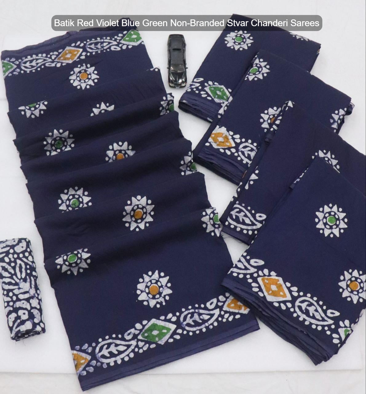 Batik Red Violet Blue Green Non-Branded Stvar Chanderi Sarees