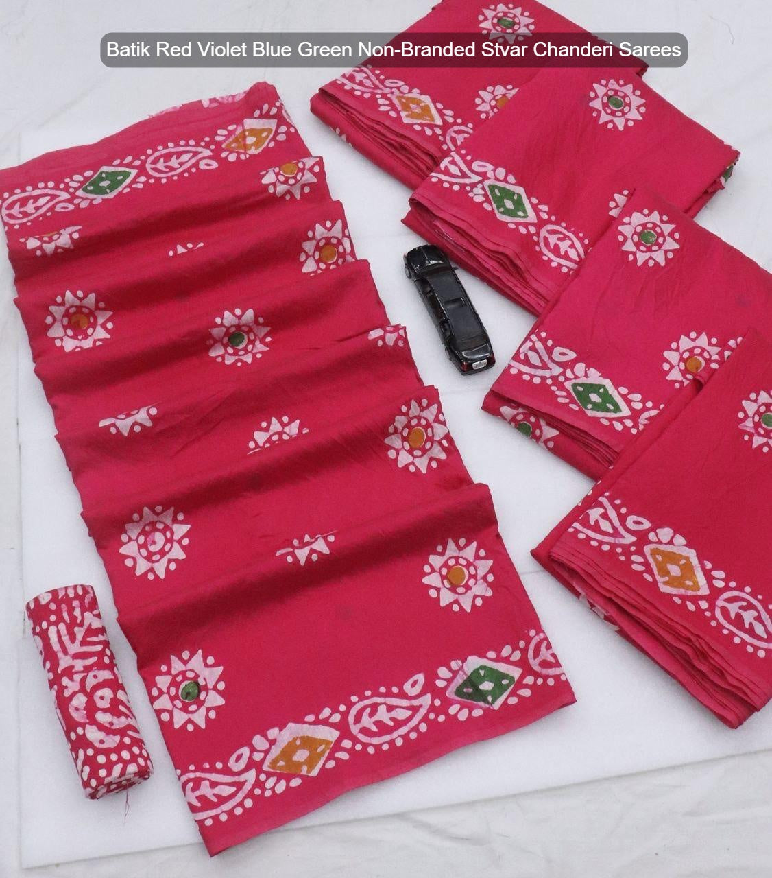 Batik Red Violet Blue Green Non-Branded Stvar Chanderi Sarees