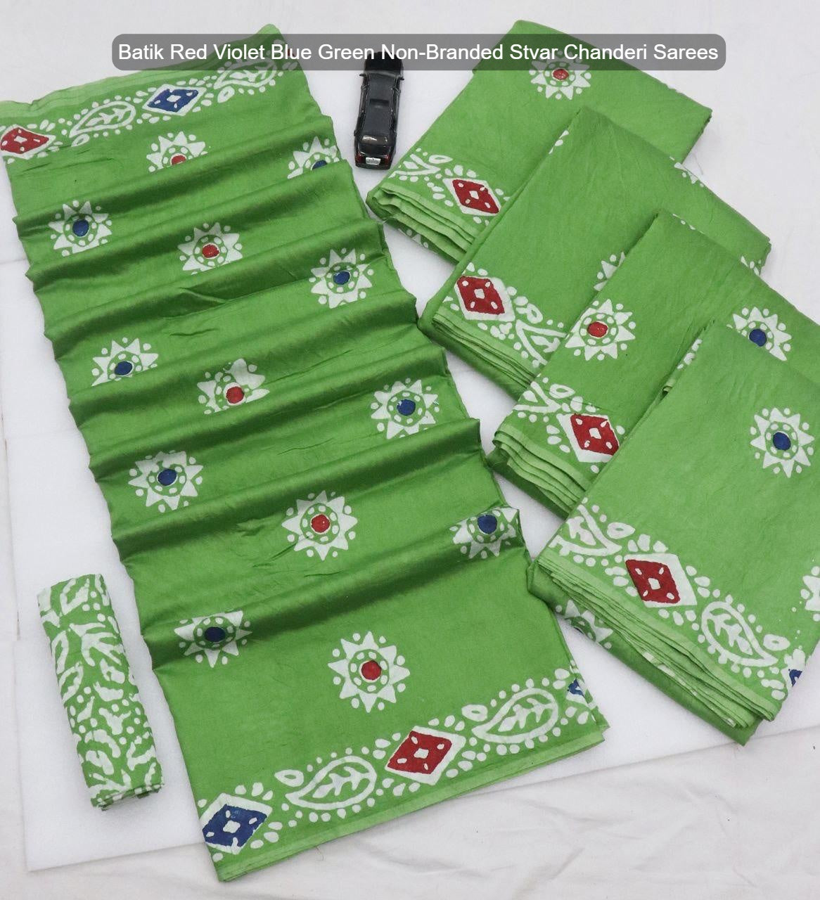 Batik Red Violet Blue Green Non-Branded Stvar Chanderi Sarees