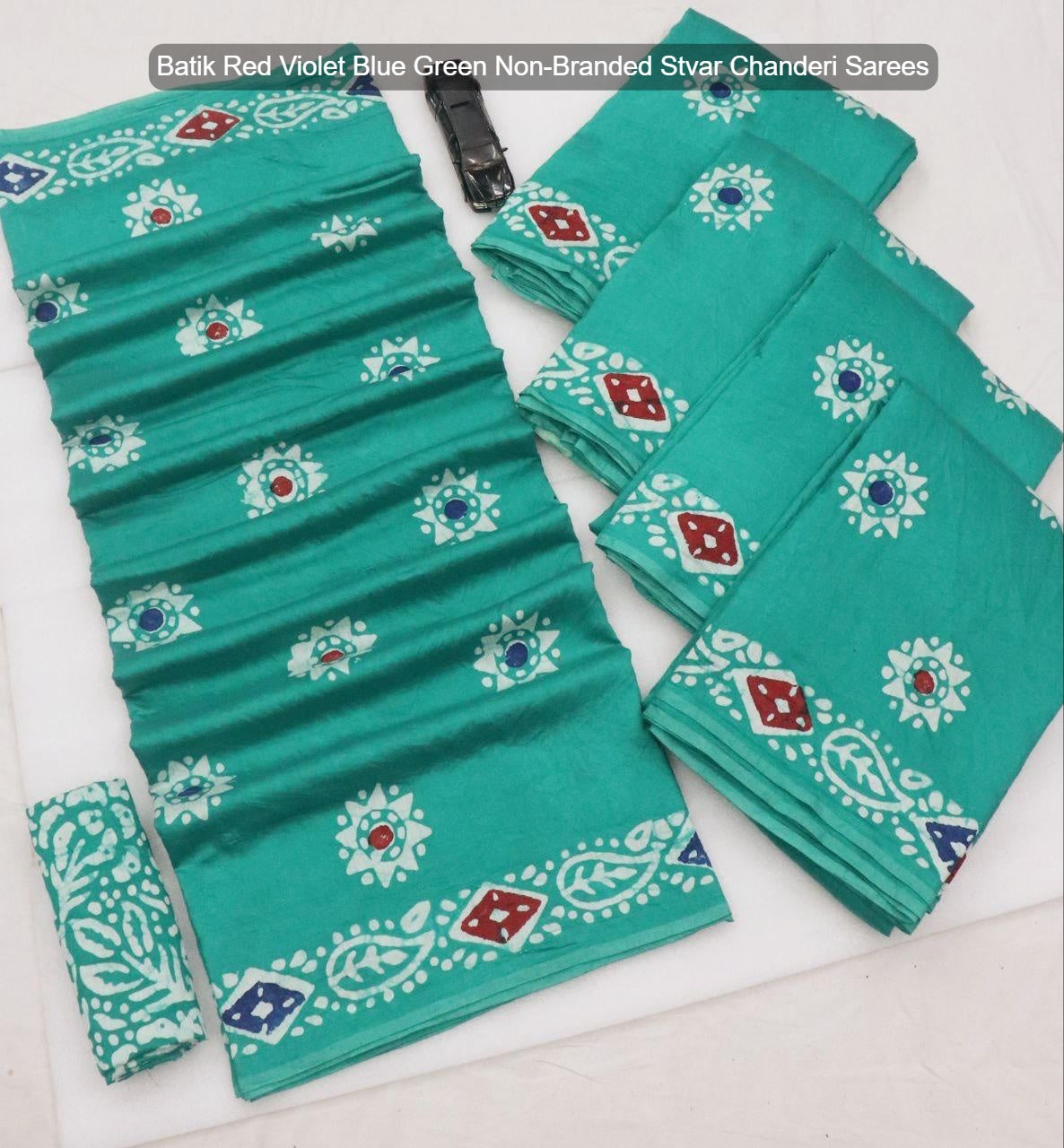 Batik Red Violet Blue Green Non-Branded Stvar Chanderi Sarees