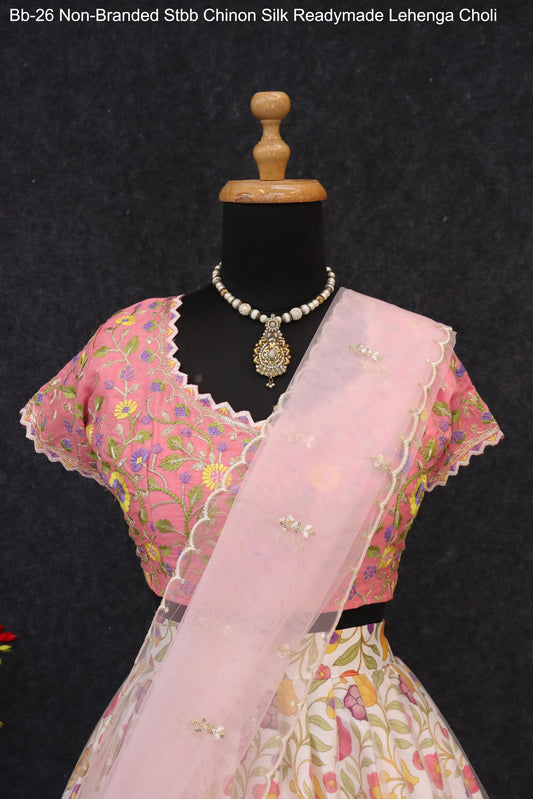 Bb-26 Non-Branded Stbb Chinon Silk Readymade Lehenga Choli