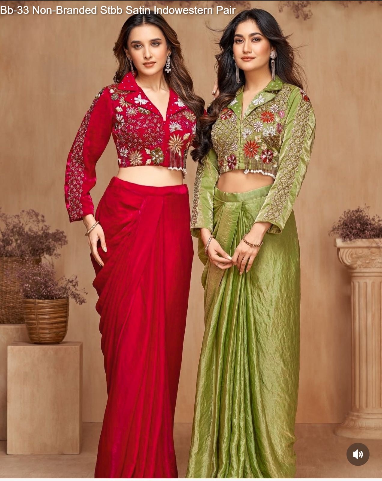 Bb-33 Non-Branded Stbb Satin Indowestern Pair