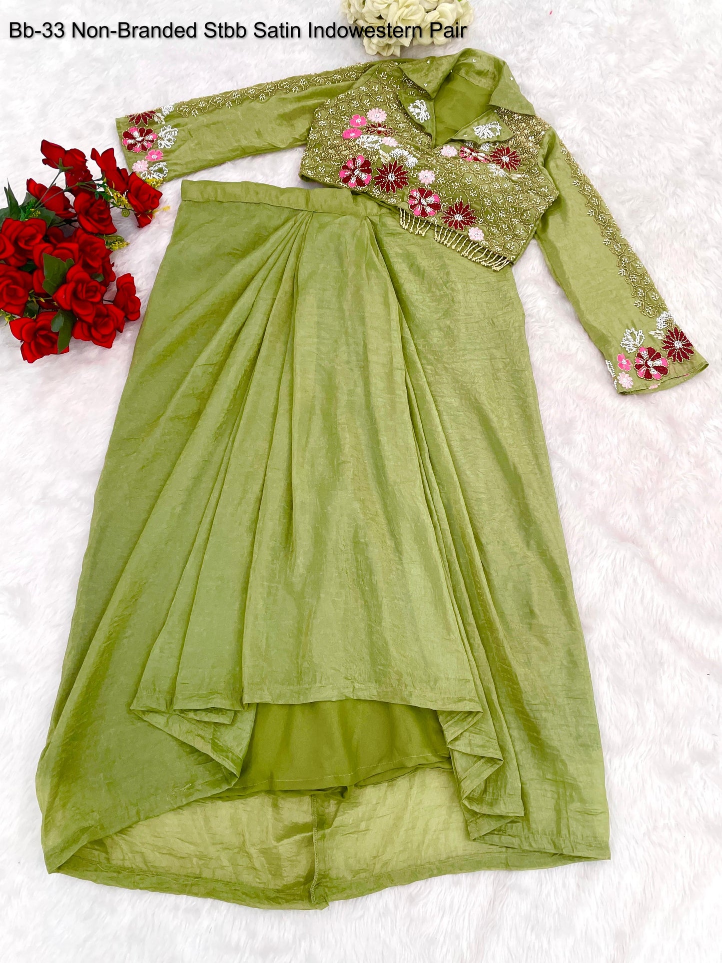 Bb-33 Non-Branded Stbb Satin Indowestern Pair