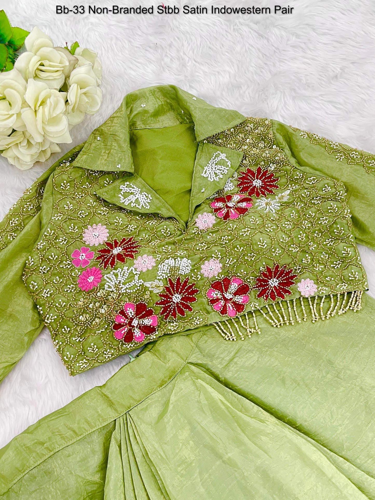 Bb-33 Non-Branded Stbb Satin Indowestern Pair