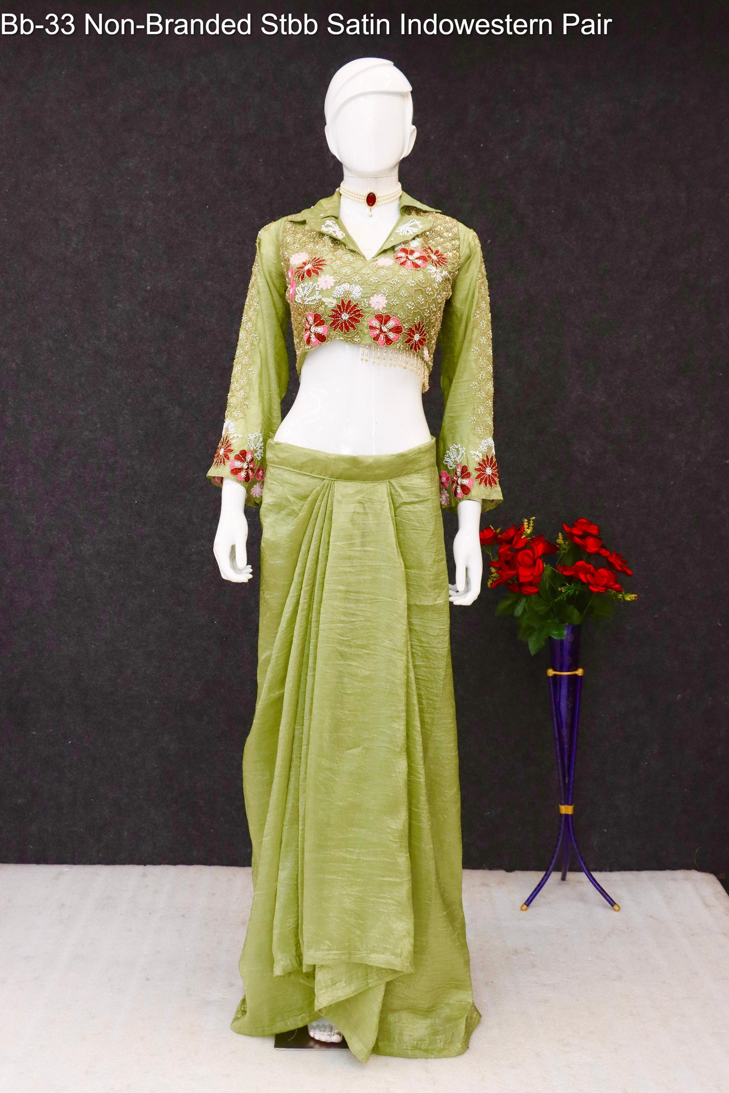 Bb-33 Non-Branded Stbb Satin Indowestern Pair