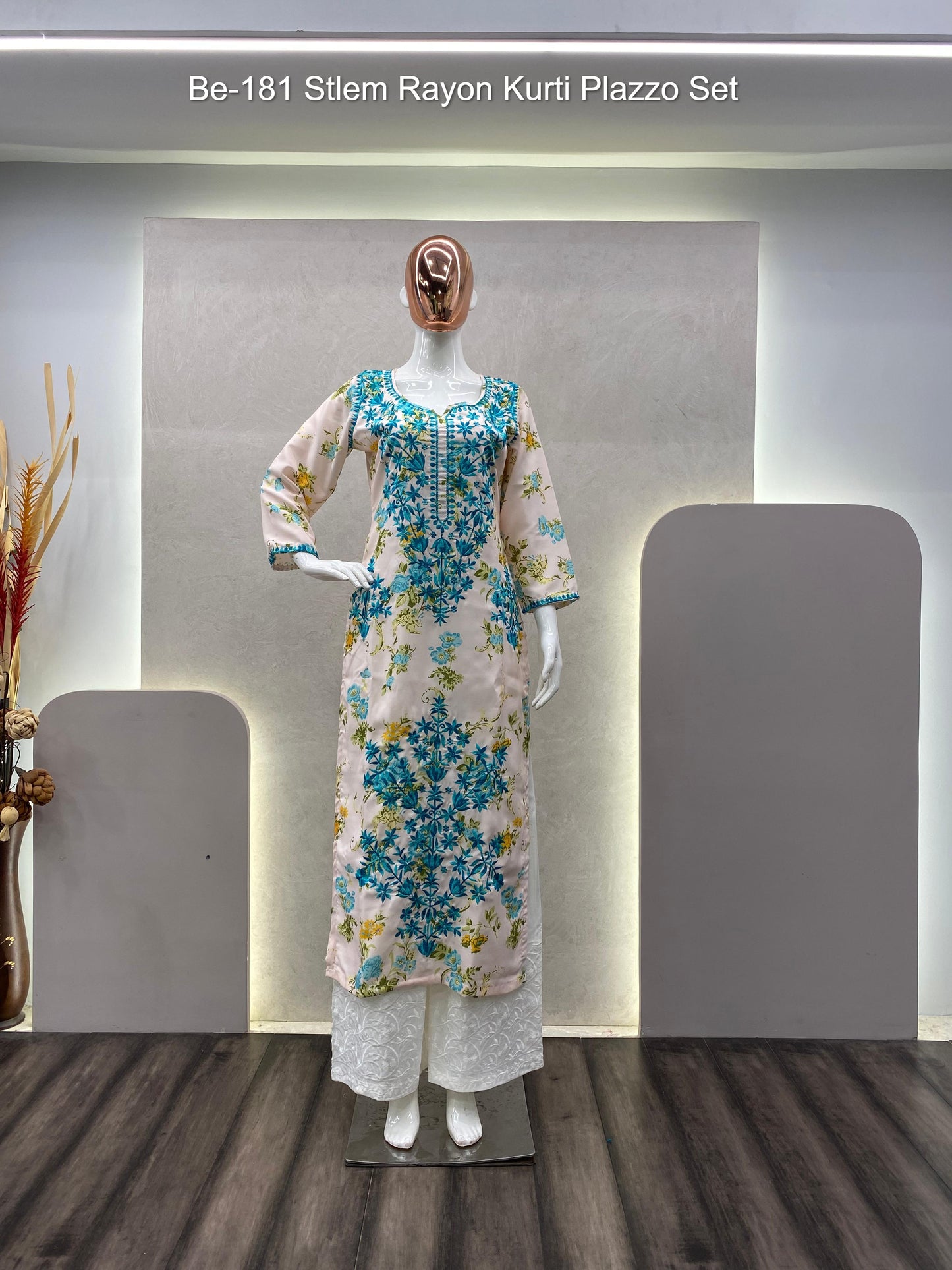 Be-181 Stlem Rayon Kurti Plazzo Set