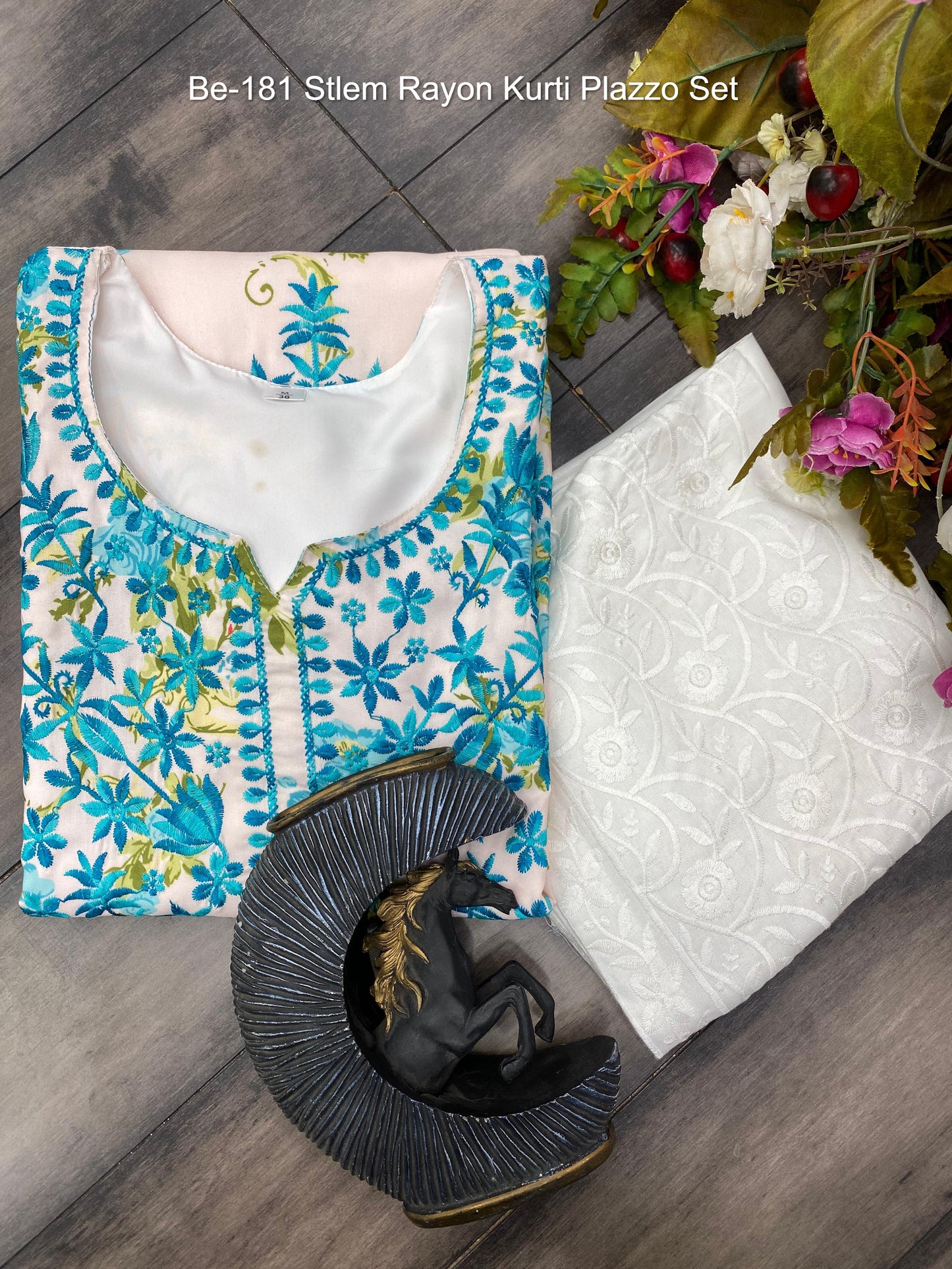 Be-181 Stlem Rayon Kurti Plazzo Set