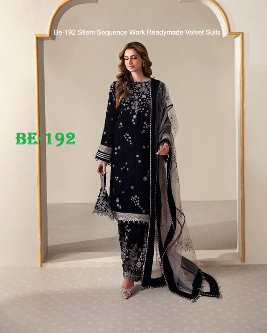 Be-192 Stlem Sequence Work Readymade Velvet Suits