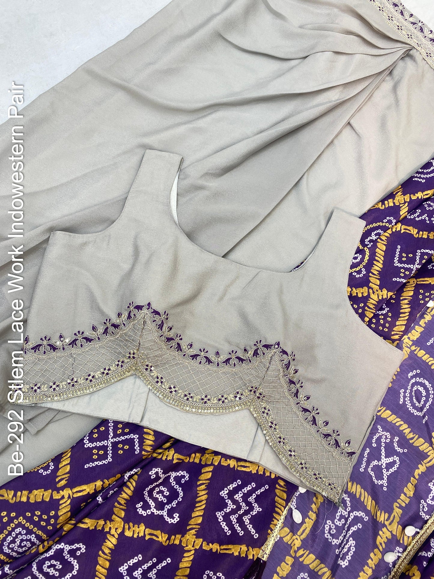 Be-292 Stlem Lace Work Indowestern Pair