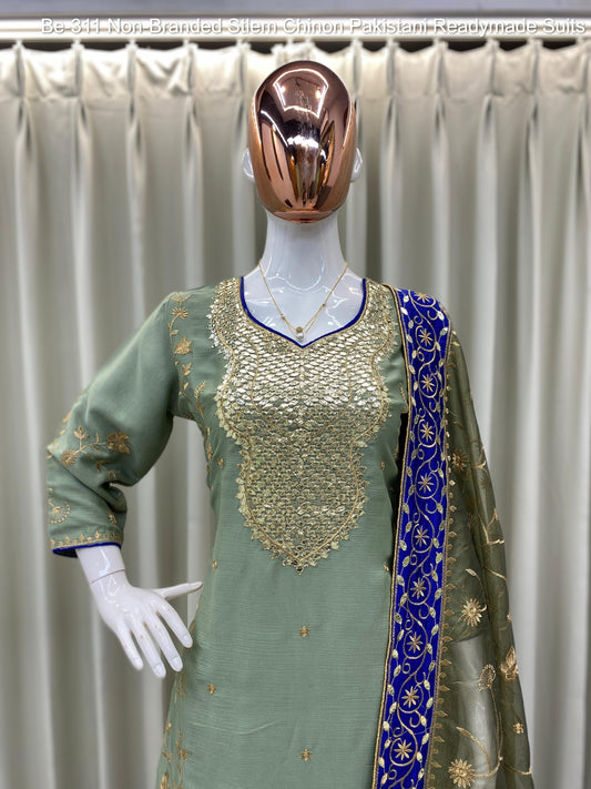 Be-311 Non-Branded Stlem Chinon Pakistani Readymade Suits