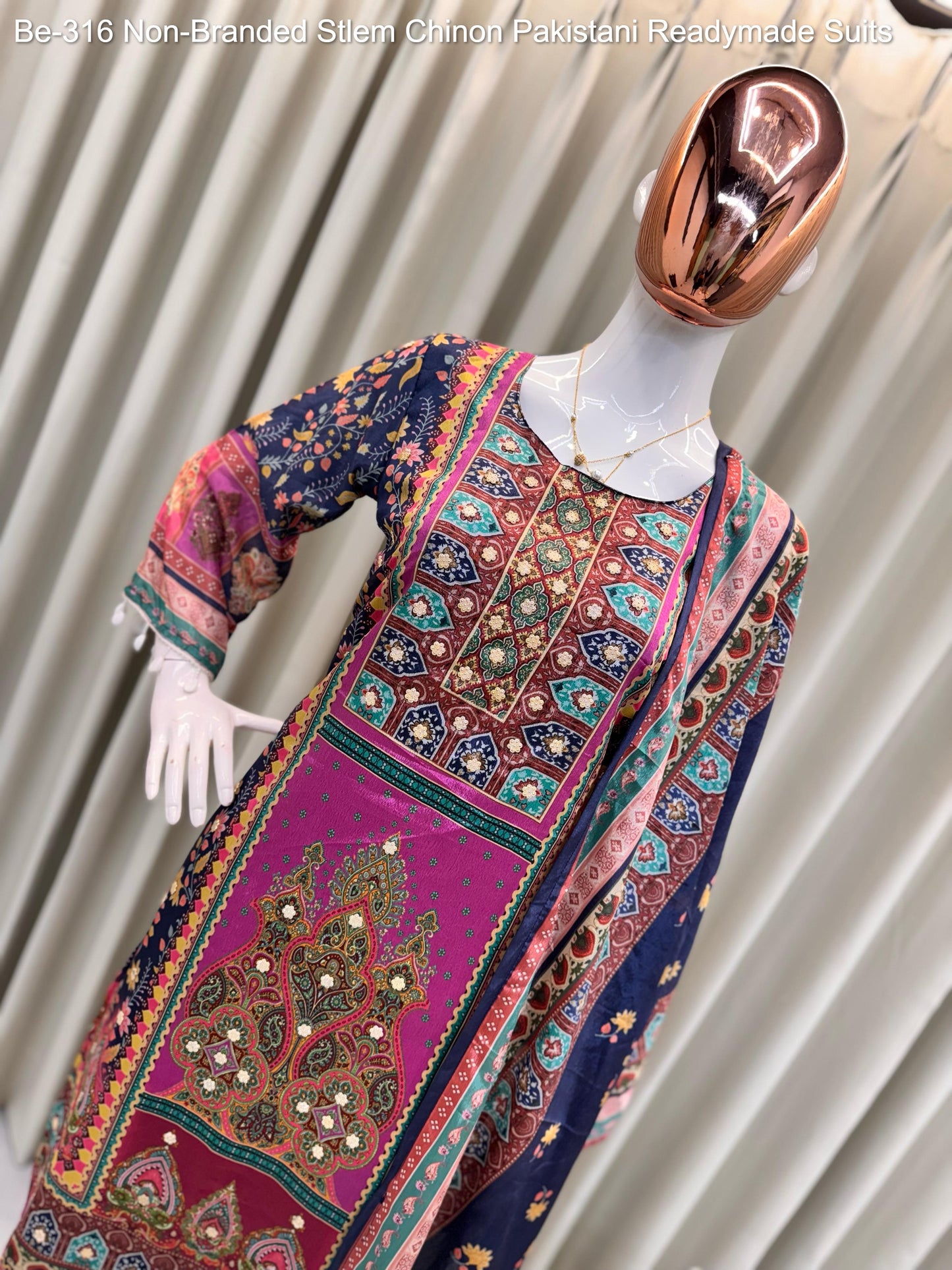 Be-316 Non-Branded Stlem Chinon Pakistani Readymade Suits
