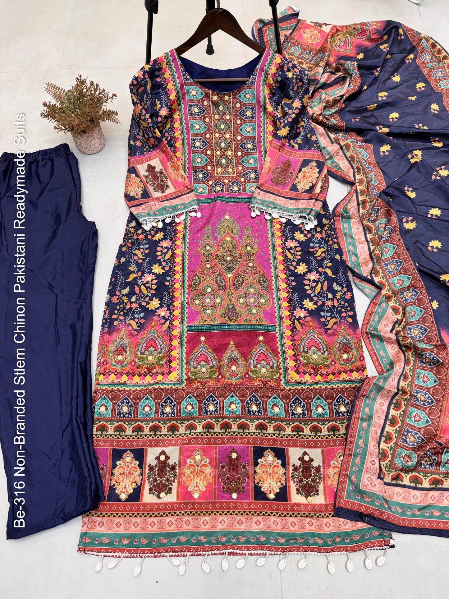 Be-316 Non-Branded Stlem Chinon Pakistani Readymade Suits