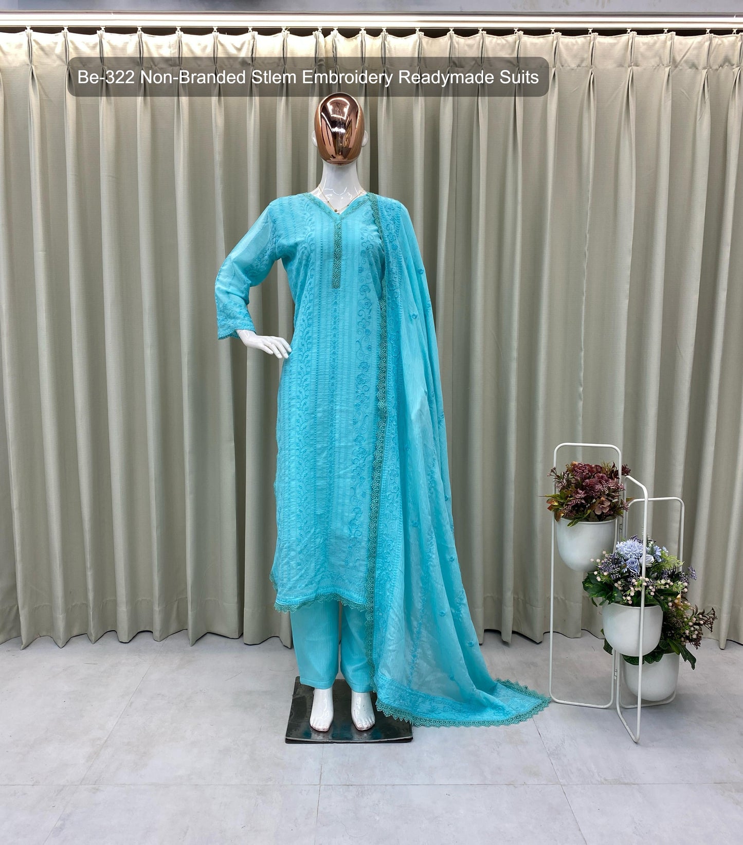 Be-322 Non-Branded Stlem Embroidery Readymade Suits