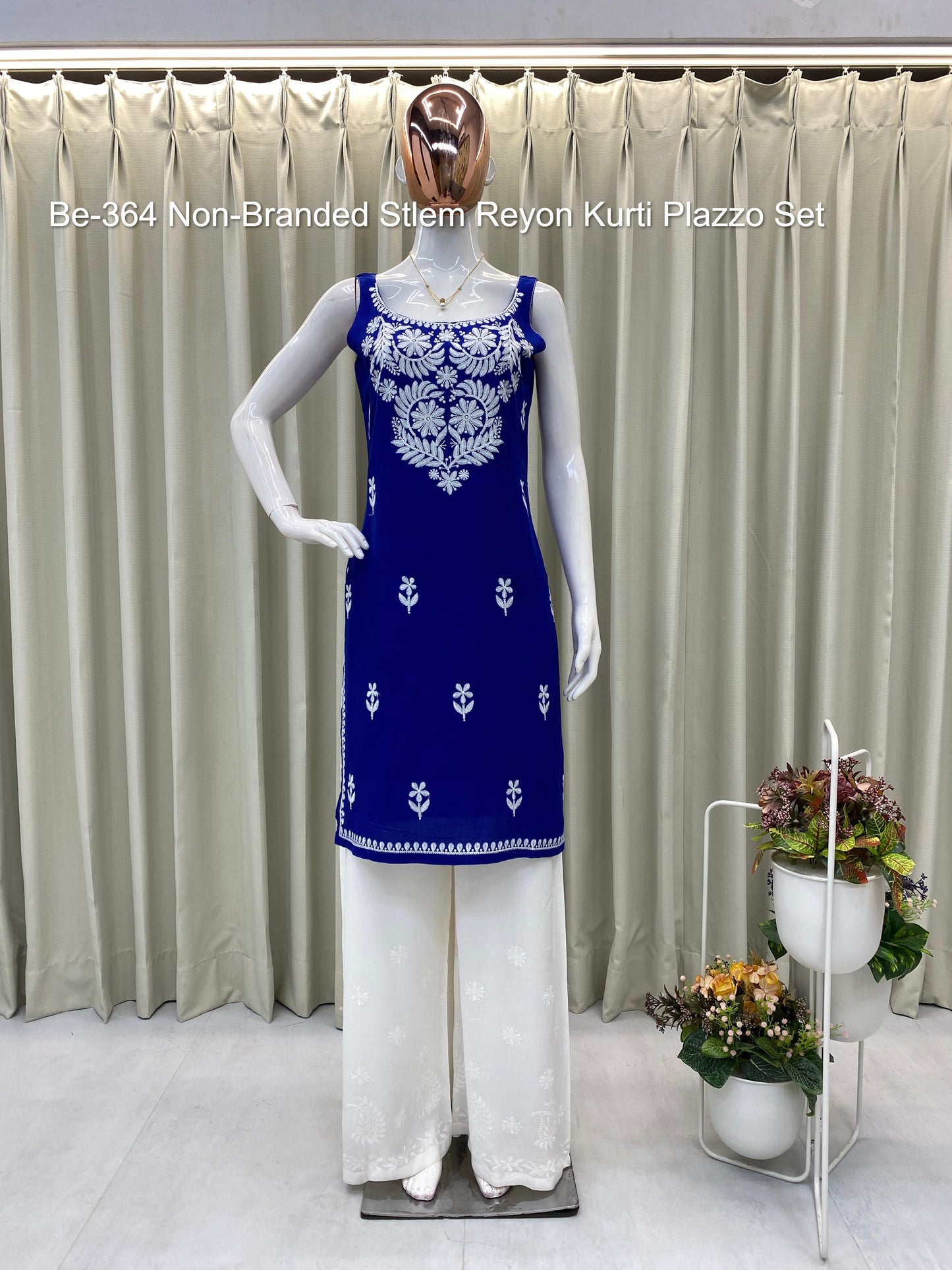 Be-364 Non-Branded Stlem Reyon Kurti Plazzo Set