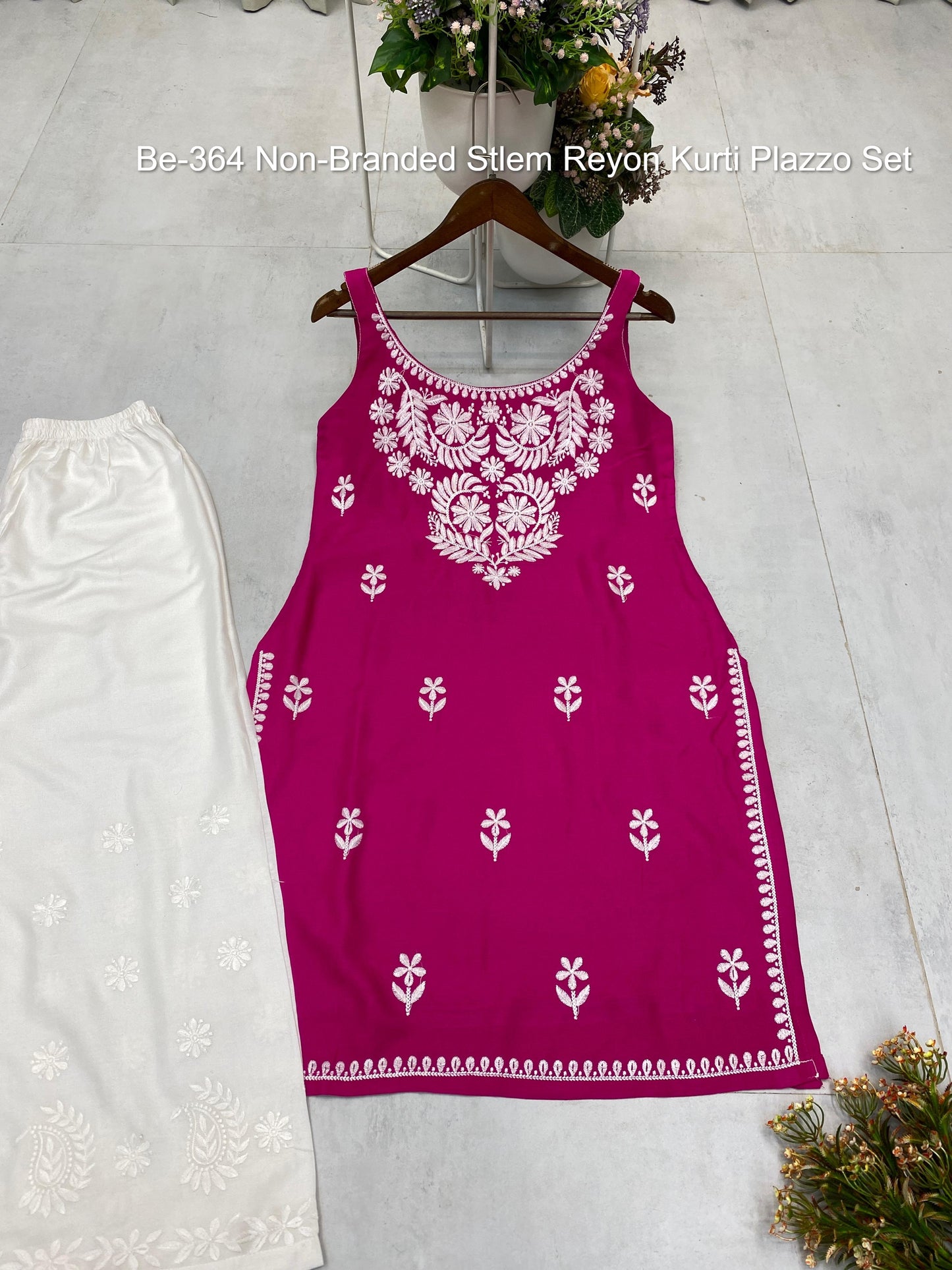 Be-364 Non-Branded Stlem Reyon Kurti Plazzo Set