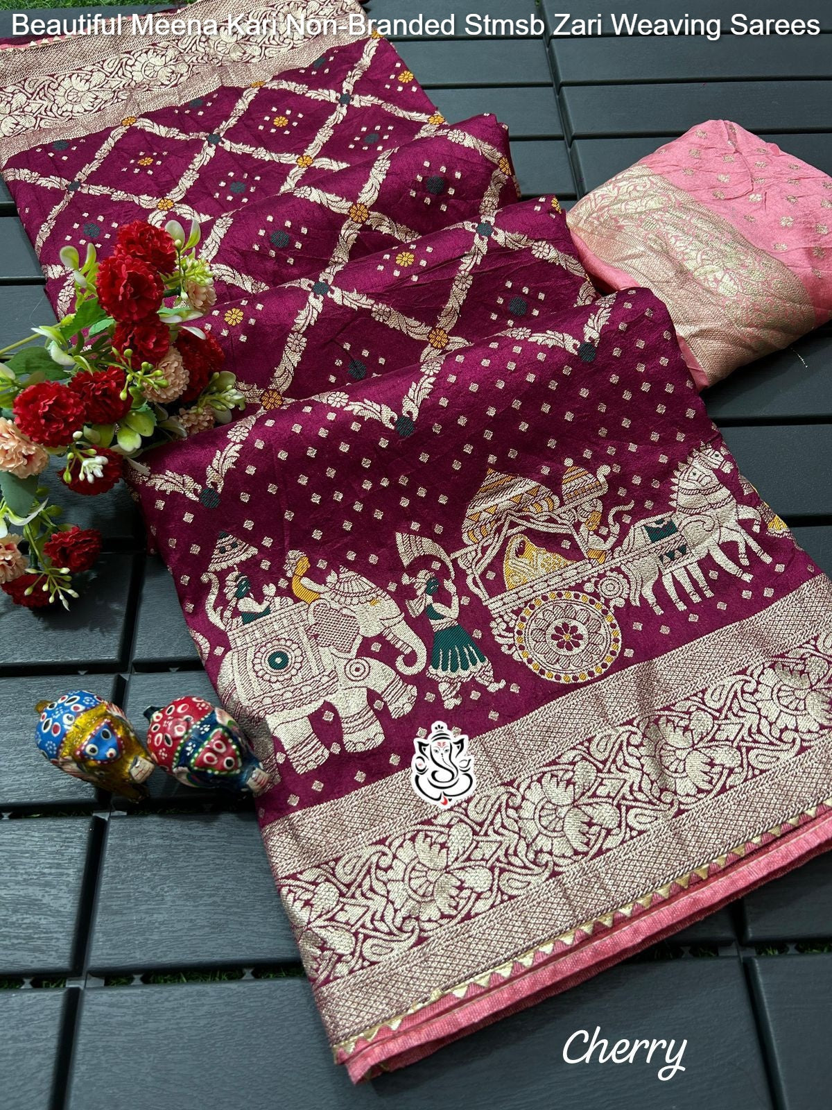 Beautiful Meena Kari Non-Branded Stmsb Zari Weaving Sarees