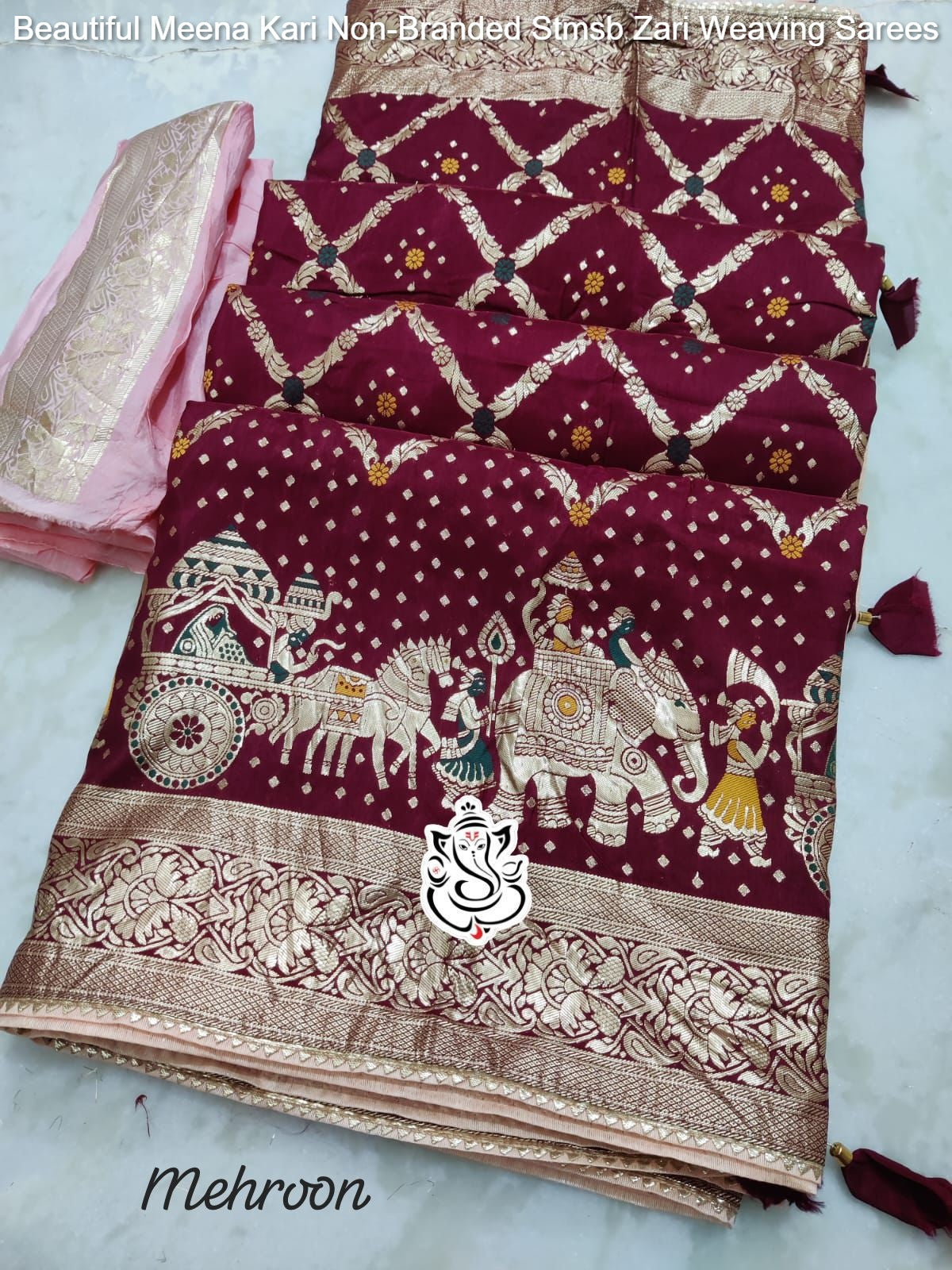 Beautiful Meena Kari Non-Branded Stmsb Zari Weaving Sarees