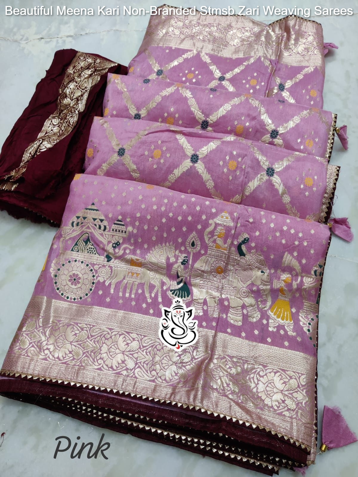 Beautiful Meena Kari Non-Branded Stmsb Zari Weaving Sarees