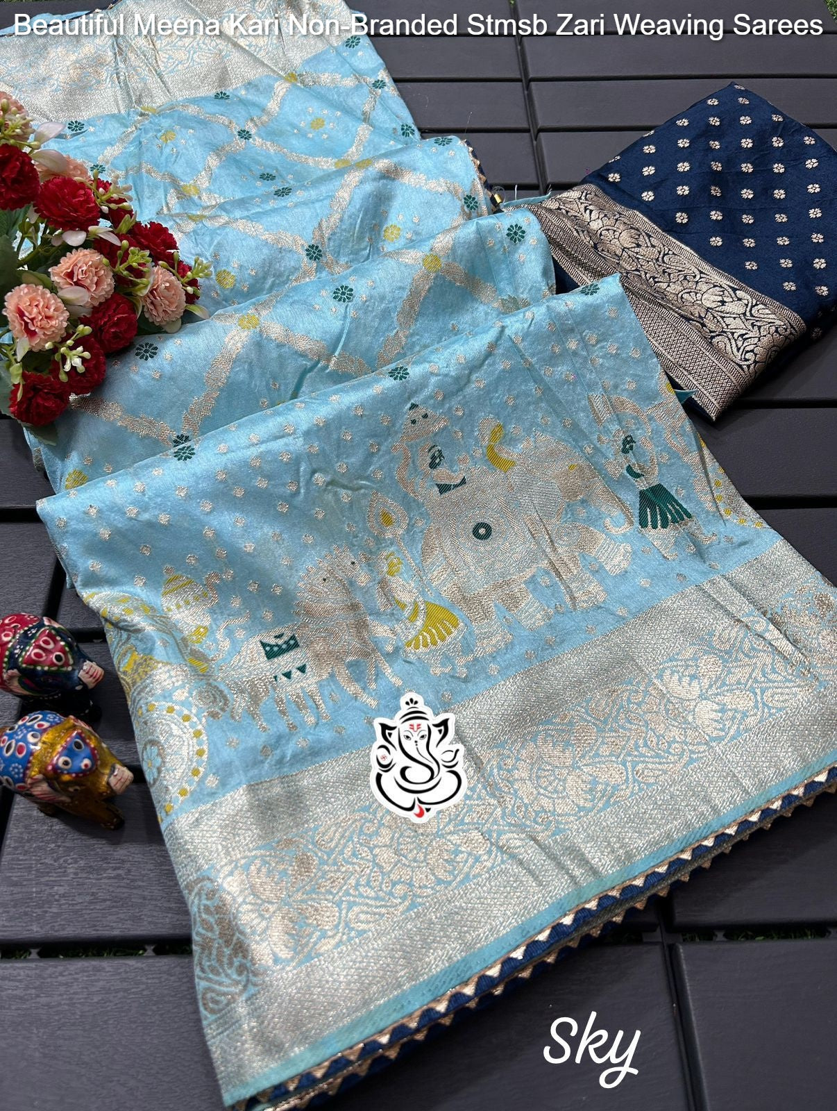 Beautiful Meena Kari Non-Branded Stmsb Zari Weaving Sarees