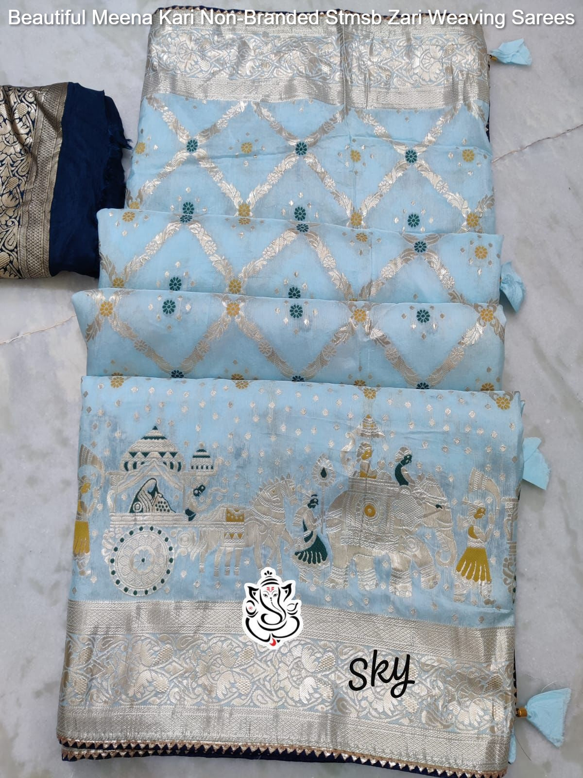 Beautiful Meena Kari Non-Branded Stmsb Zari Weaving Sarees