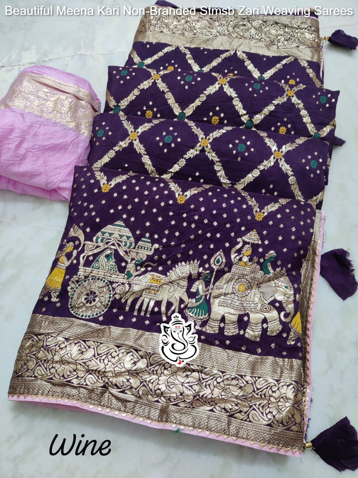 Beautiful Meena Kari Non-Branded Stmsb Zari Weaving Sarees