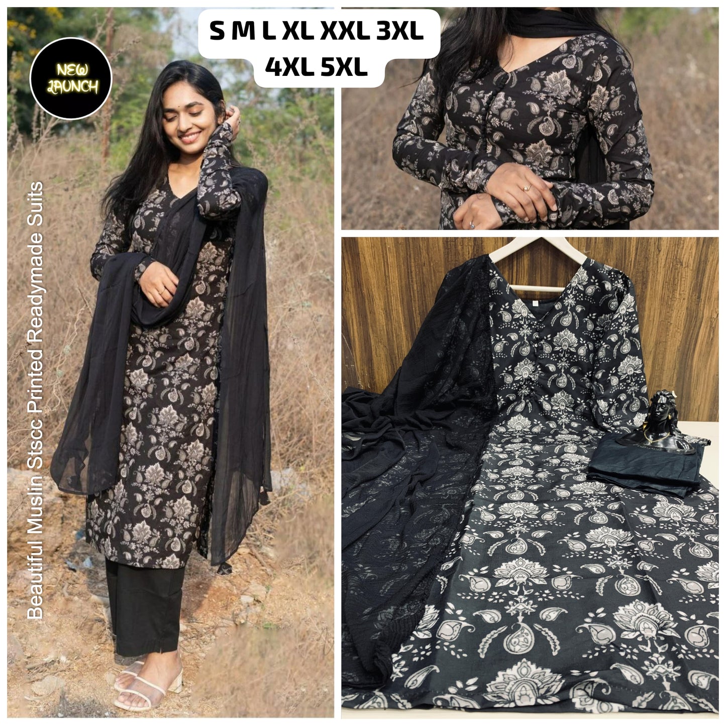 Beautiful Muslin Stscc Printed Readymade Suits