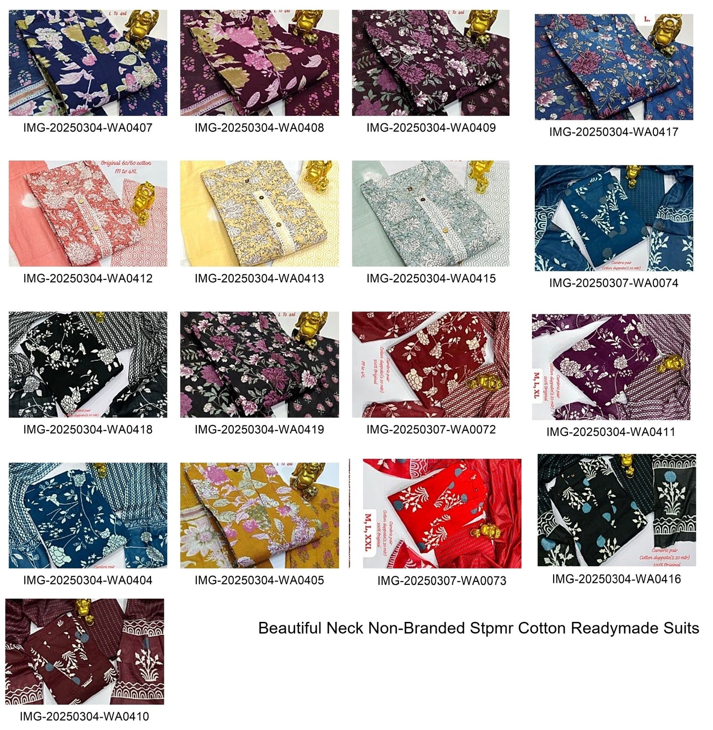 Beautiful Neck Non-Branded Stpmr Cotton Readymade Suits