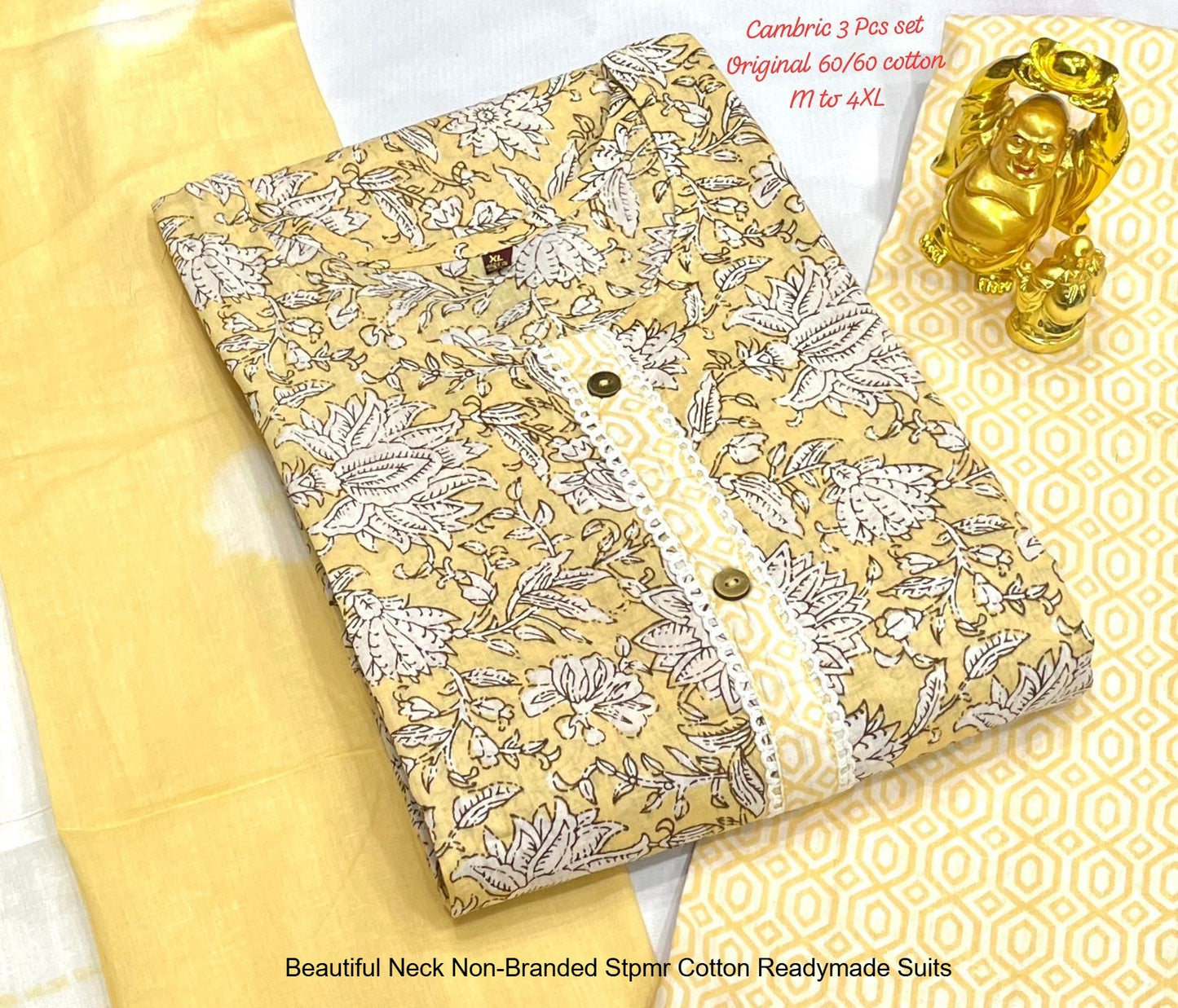 Beautiful Neck Non-Branded Stpmr Cotton Readymade Suits