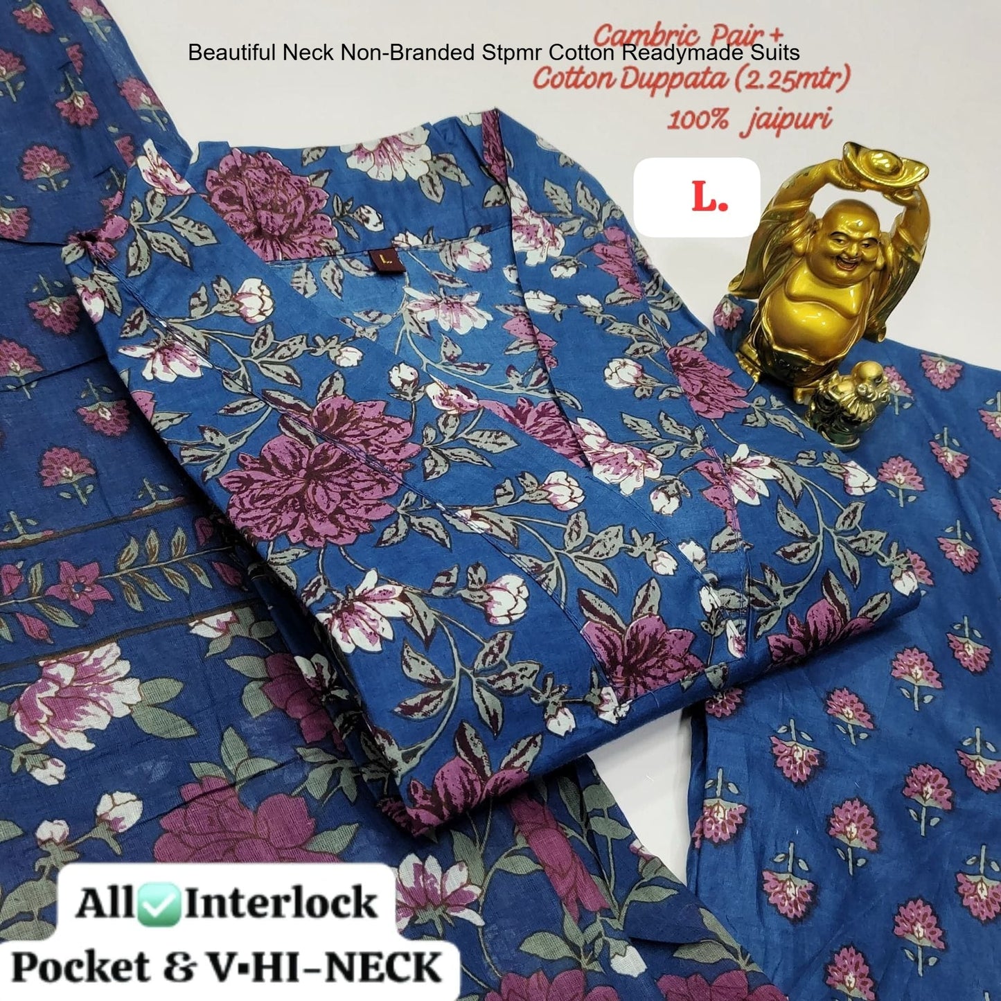 Beautiful Neck Non-Branded Stpmr Cotton Readymade Suits