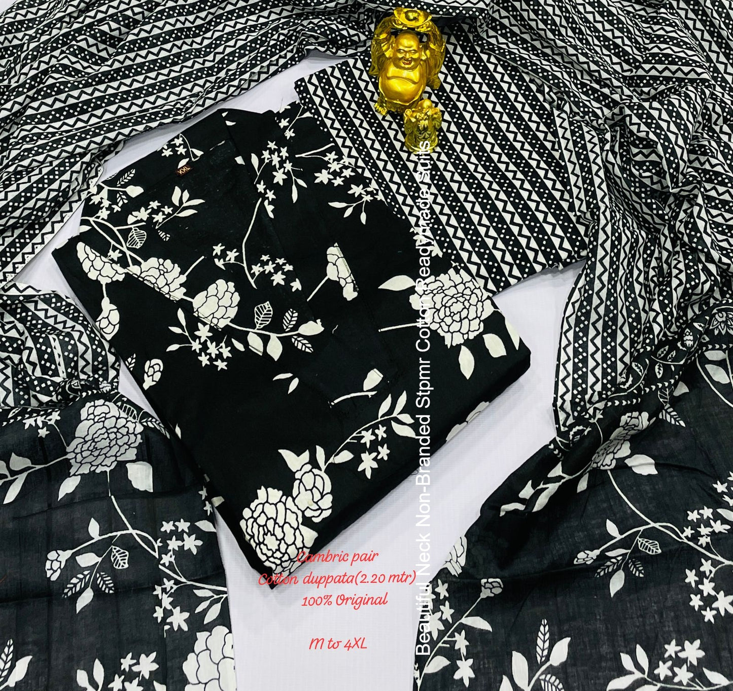 Beautiful Neck Non-Branded Stpmr Cotton Readymade Suits