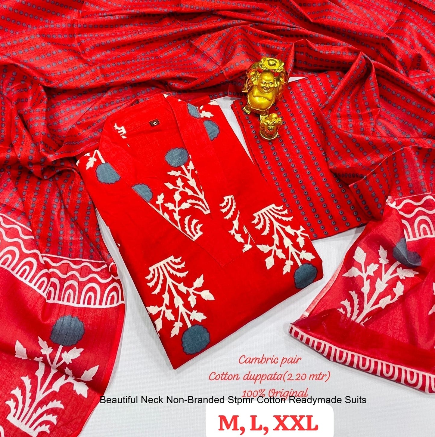 Beautiful Neck Non-Branded Stpmr Cotton Readymade Suits