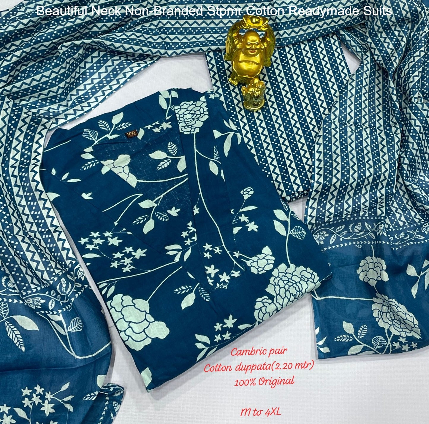 Beautiful Neck Non-Branded Stpmr Cotton Readymade Suits