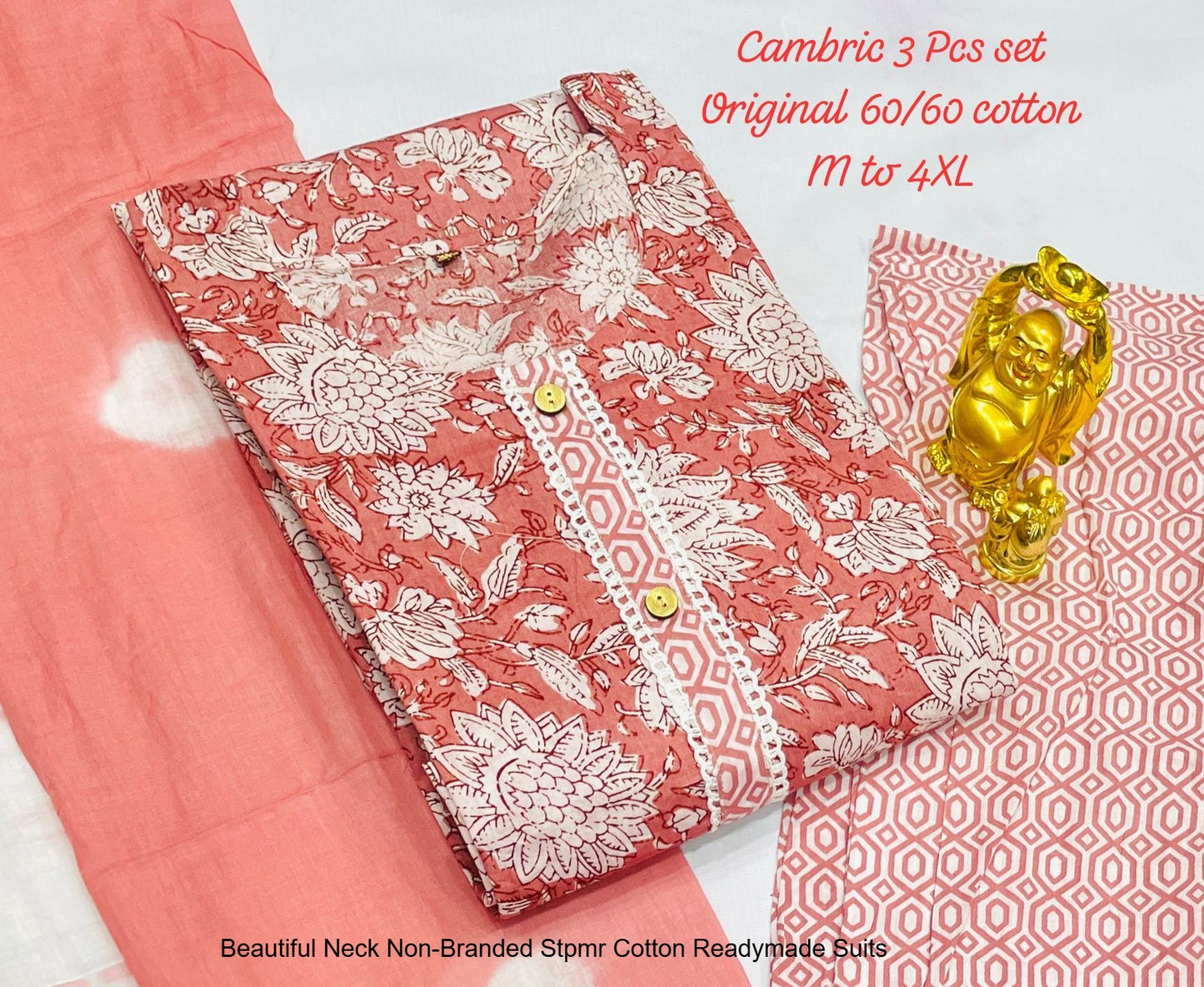 Beautiful Neck Non-Branded Stpmr Cotton Readymade Suits