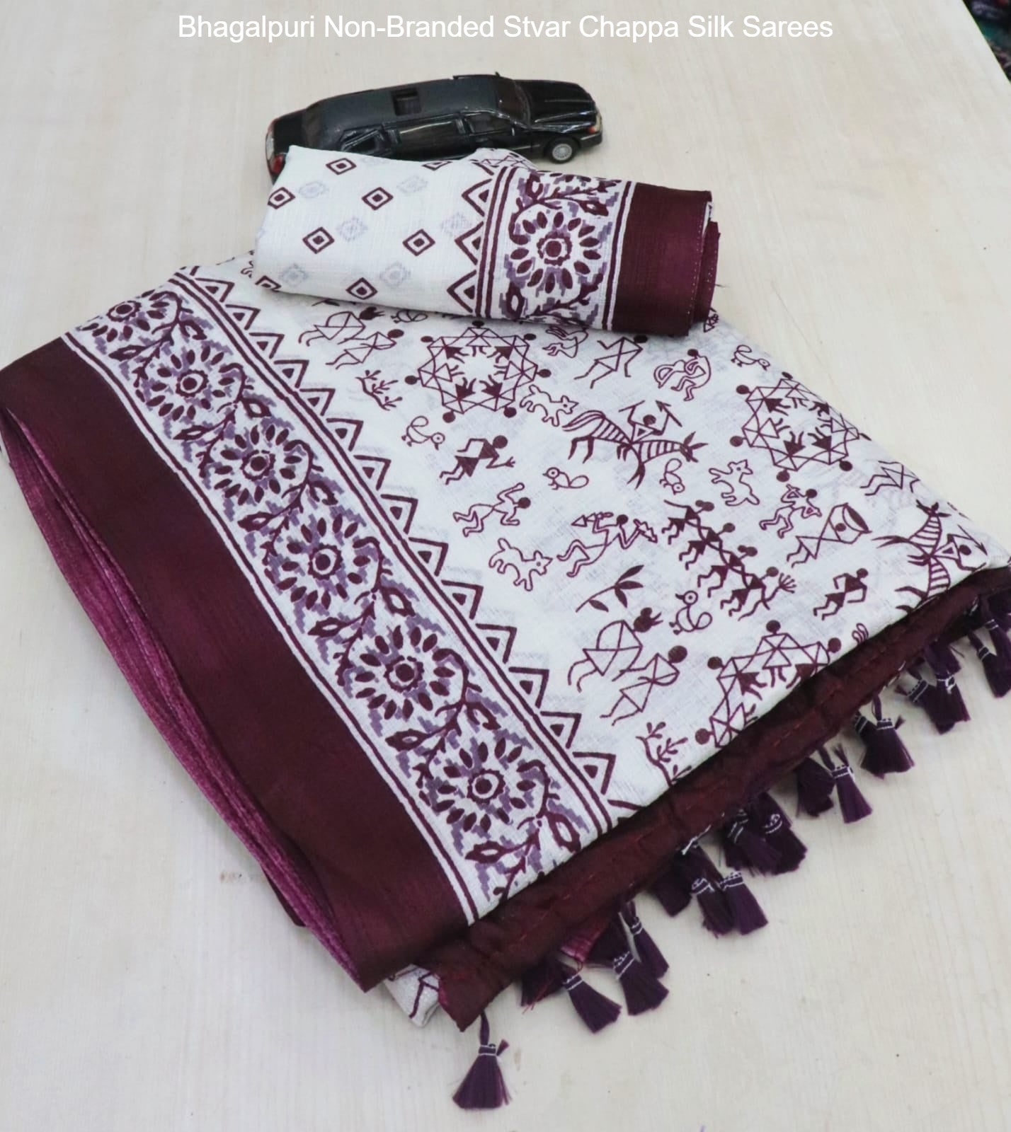 Bhagalpuri Non-Branded Stvar Chappa Silk Sarees